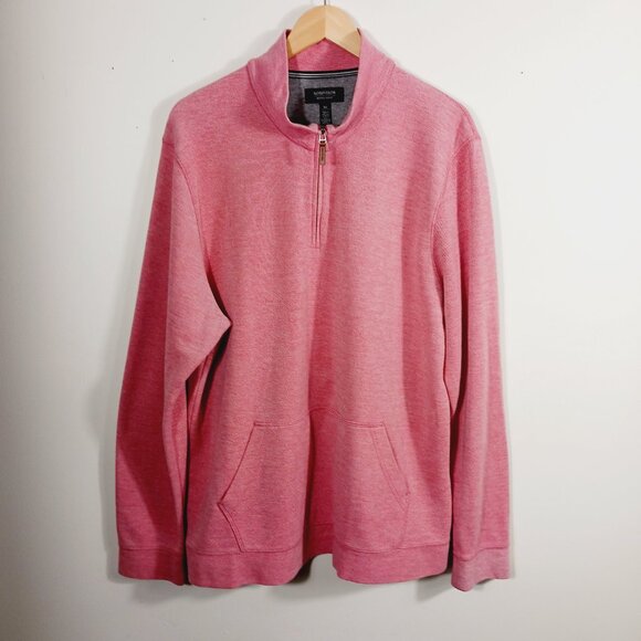 Nordstrom Men's Shop, Coral Red Woven Pullover, Size XL, Long Sleeve 1/4 Zip - Picture 3 of 16